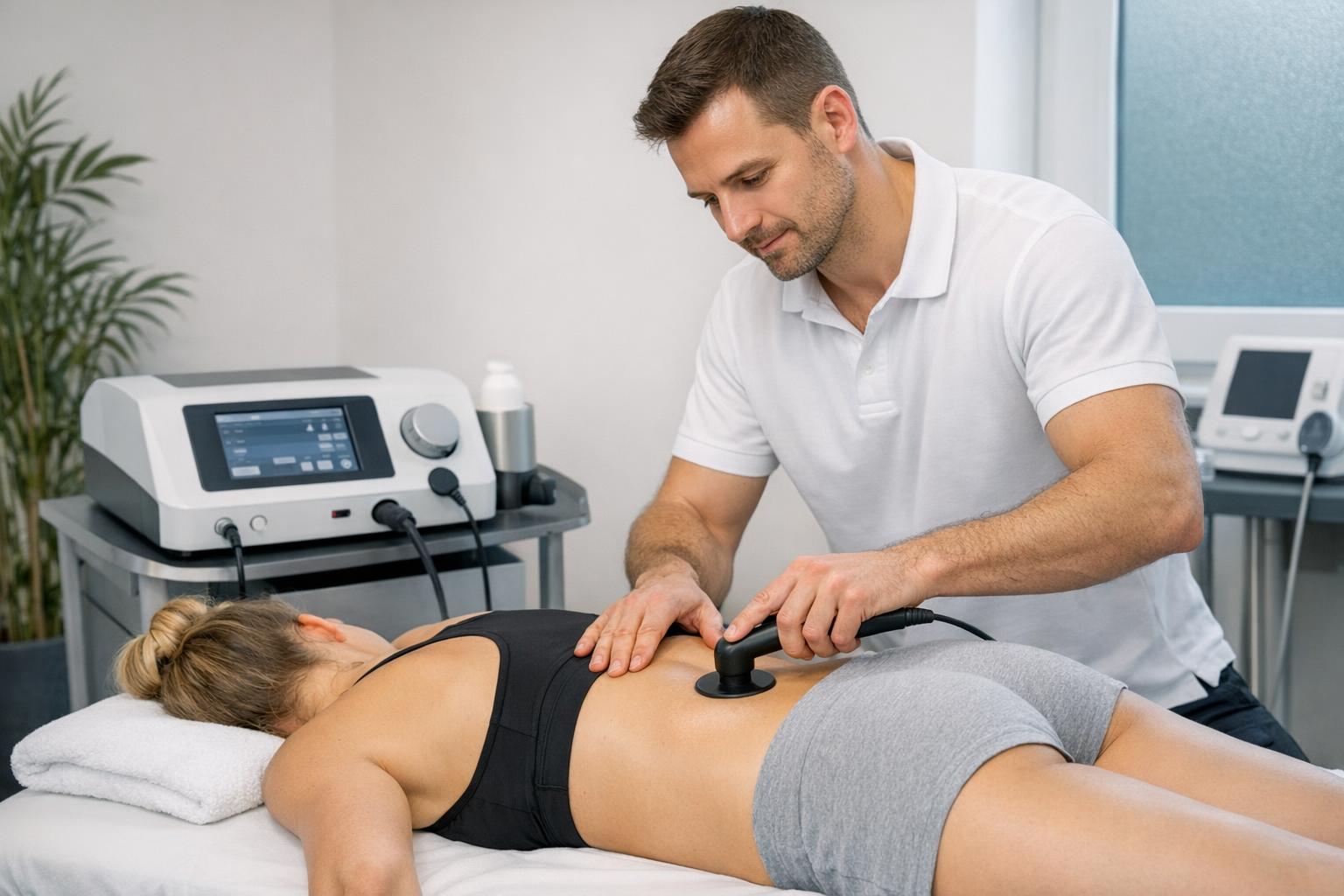 zdjęcie terapeuty pracującego z pacjentem przy urządzeniu Indiba